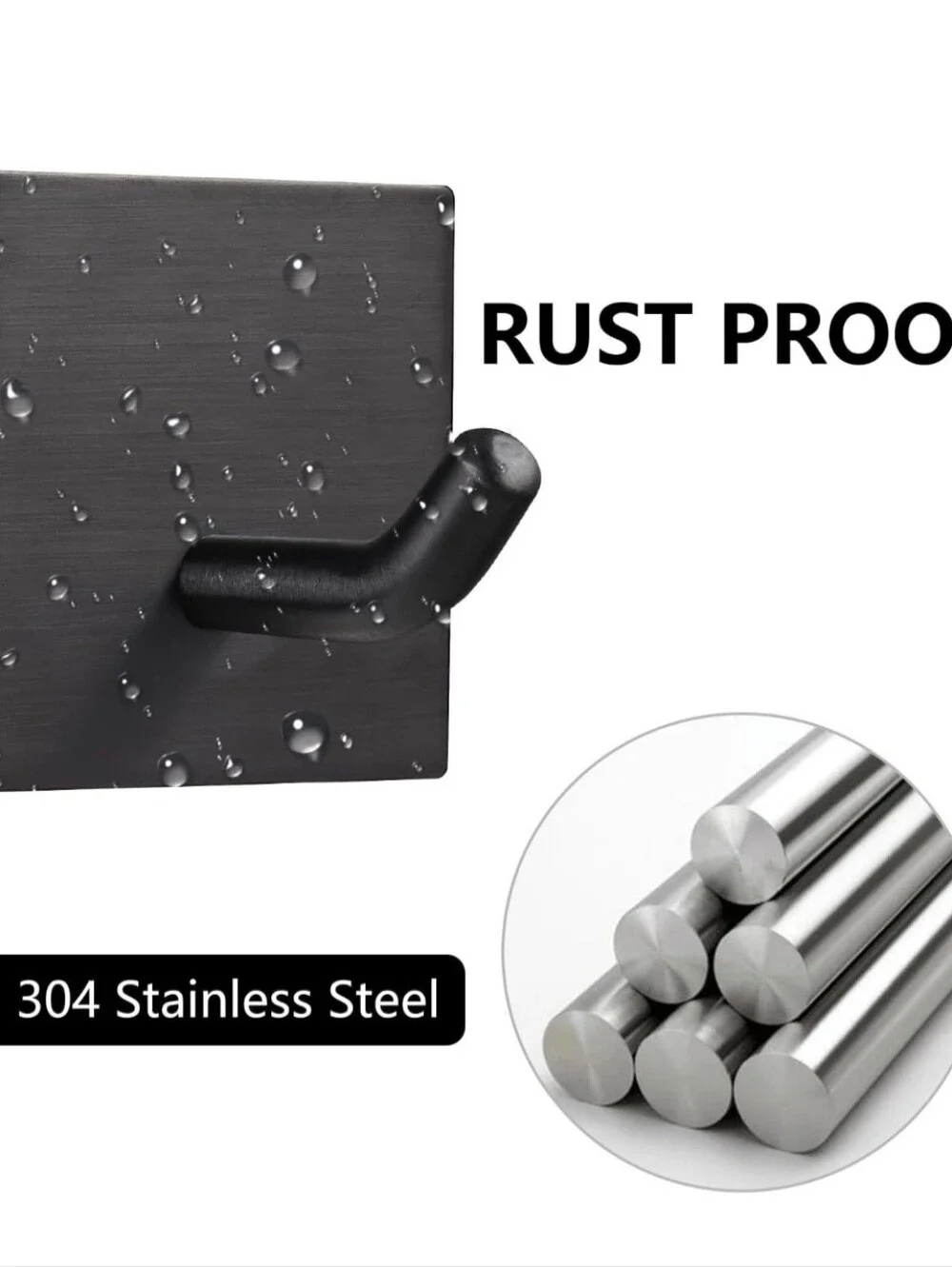 Matte Black Stainless Steel Square Wall Hooks - Set of 6